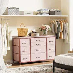 Wide Dresser with 10 Large Drawers for 55'' Long TV Stand