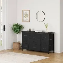 Wide Dresser with 10 Large Drawers for 55'' Long TV Stand