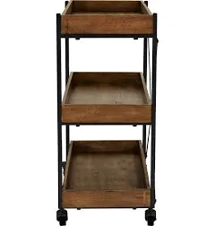 Adore Decor Riley Modern Rustic Rolling Bar Cart with Wheels, 32 Inch Height, Ki