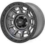 Rough Country 85170918A - 85 Series Wheel - Simulated Beadlock - Gunmetal Gray Black - 17x9 - 5x5 - -12mm