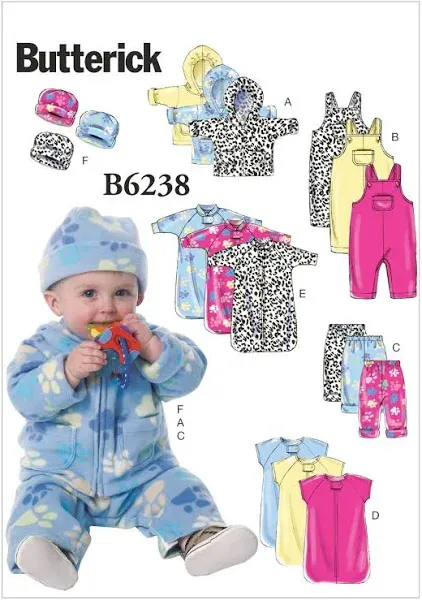 Butterick Patterns B6238YA5 Infants Jacket, Overalls, Pants, Bunting and Hat, YA5 in One Envelope