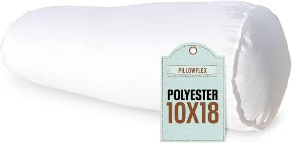 Pillowflex Bolster Pillow (10x22) - White Round Soft Roll Pillow with Plush Polyester Filling, Comes in a Poly-Cotton Shell, Odorless, Lint, and Dust-Free, No Lumps Stuffing for Pillows