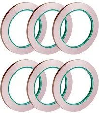 Selizo 6 Pack Copper Foil Tape with Conductive Adhesive for EMI Shielding Slug Repellent Paper Circuits Electrical Repairs Grounding