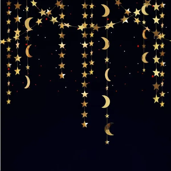 Decor365 Gold Star Moon Garland