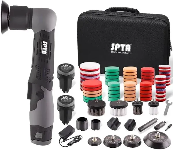 SPTA Cordless Mini Polisher, 12V Cordless Multi Polisher, Micro Cordless Scratches Killer Car Polisher RO/DA Mini Auto Machine Sets with Polishing