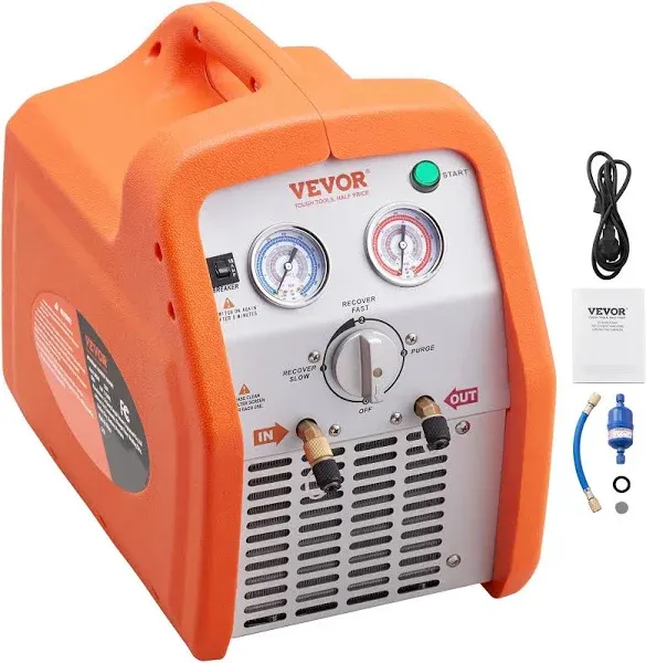 VEVOR 1 HP Refrigerant Recovery Machine - Dual Cylinder Portable