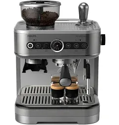 Philips Barista Brew Semi Automatic Espresso Machine with Dual Bean Hopper PSA3228/01 (Silver)