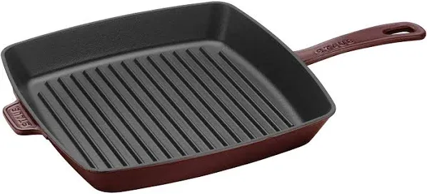 Staub Cast Iron - Grill Pans 12-inch, Cast Iron, Square, Grill Pan, Cherry Blossom