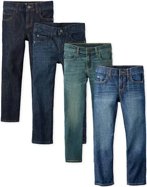 Boys Non-Stretch Straight Jeans 4-Pack - Multi