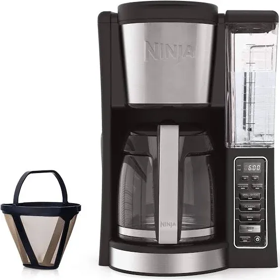 Ninja 12-Cup Programmable Coffee Maker with Classic and Rich Brews, 60 oz. Water Reservoir, and Thermal Flavor Extraction (CE201), Black/Stainless Steel