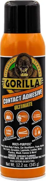 Gorilla Contact Adhesive Ultimate, 12.2oz Web Spray Adhesive, White, (Pack of 1)