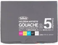 Holbein Artists' Gouache Set - Artists' Primary Set, Set of 5 Colors, 15 ml tubes