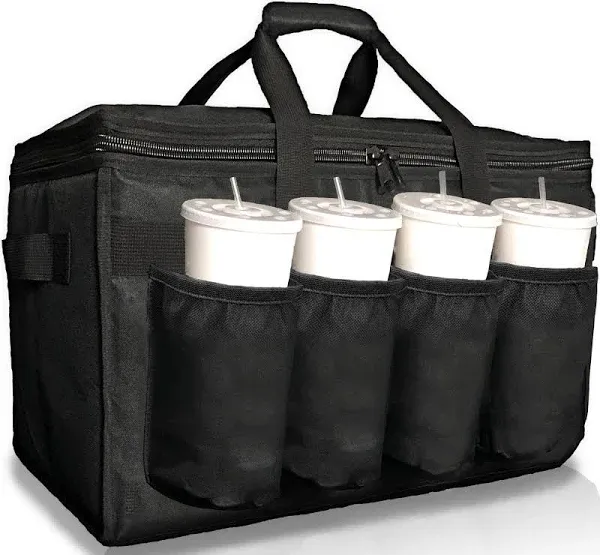 FRESHIE Insulated Food Delivery Bag with Cup Holders/Drink Carriers Premium, ...