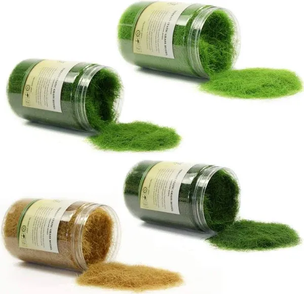 Evemodel CFA4 4 x 300ml Mixed 12mm Static Grass Terrain Powder Green 