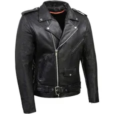 Milwaukee Leather Men&#039;s Classic Side Lace Police Style Motorcycle Jacket Tall -