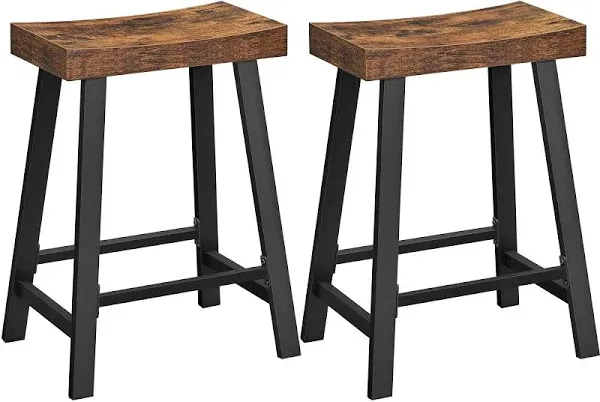 VASAGLE Bar Stools Set of 2 Bar Chairs Kitchen Breakfast Bar Stools with Footrest