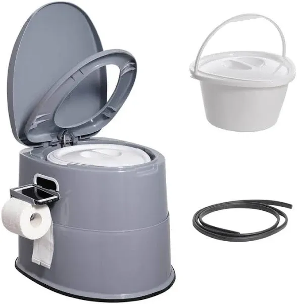 VEVOR RV Toilet for Camping, Portable Toilet with 1.3 Gal Detachable Inner Bucket & Removable Paper Holder, Commode with Dual Lids, Travel Toilet for Outdoor Camping Car Long Road Trips