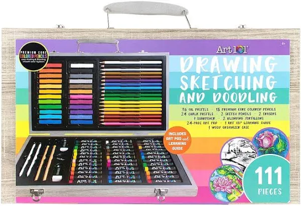 Art 101 Drawing, Sketching & Doodle Wood 111-Piece Art Set