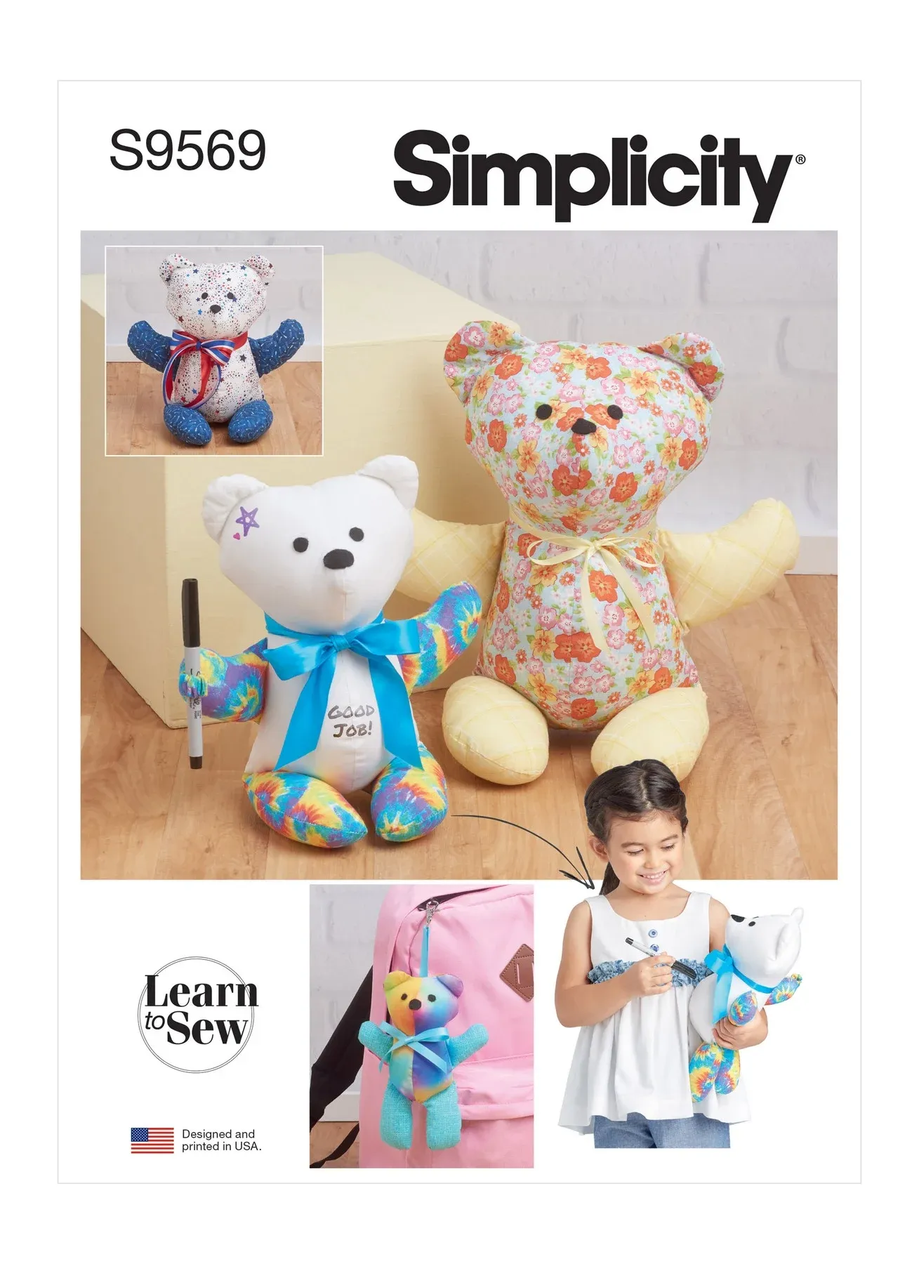 Simplicity Memory and Autograph Bear Plush Animal Sewing Pattern Kit