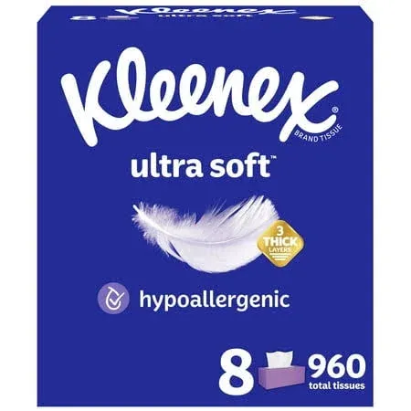 Kleenex Ultra Soft Facial Tissues 6 Boxes - 120 Count