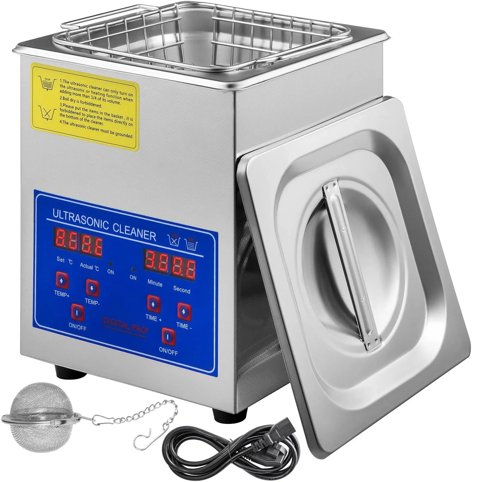 2L Digital Stainless Ultrasonic Cleaner Ultra Sonic Cleaning Bath Timer W/Basket