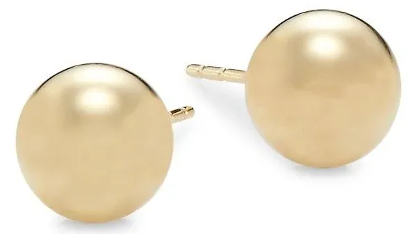 14K Yellow 8 mm Ball Earrings