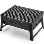 Uten Charcoal Grill, BBQ Grill Folding Portable Lightweight smoker Grill, Barbecue Grill Small desk Tabletop Outdoor Grill for Camping Picnics Garden Beach Party 13.7''x9.4''x 2.3''