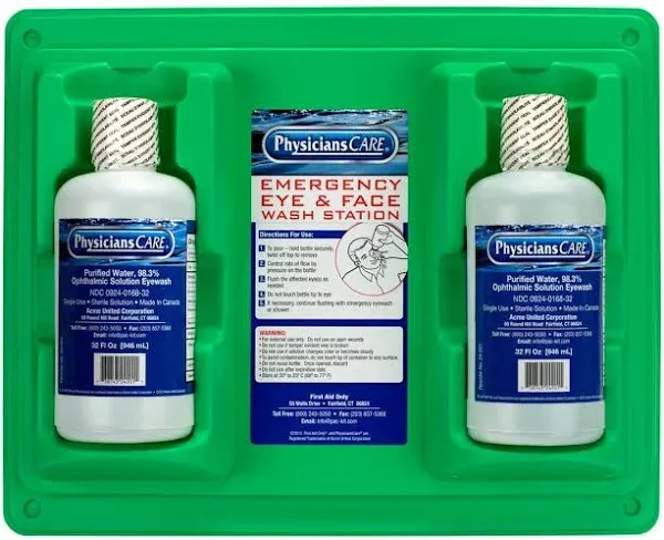 VWR PHYSICIANSCARE 76049-032 Eye Wash Station,2-32 oz. Bottles