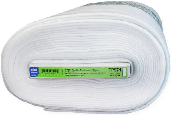 Pellon TP971F Fusible Thermolam Plus Fleece Fabric, White 45" x 60" Precut Package