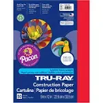 Pacon Tru-Ray Construction Paper, 76 lbs., 9 x 12, Festive Red, 50