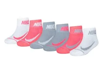 NIKE Socks Ankle Cushioned Athletic Youth Kids 6 Pair Shoe Size 10C-3Y