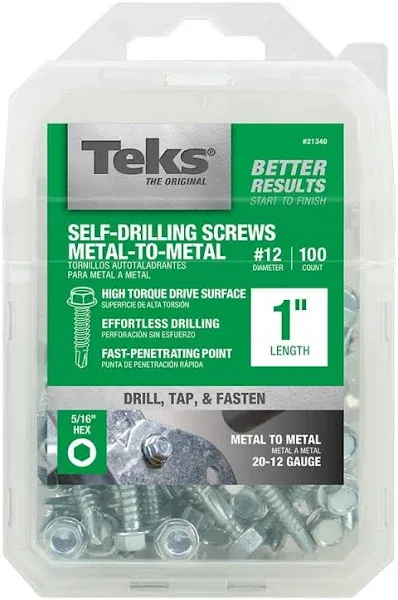 Teks No. 12  S X 1 in.   L Hex Washer Head Sheet Metal Screws 100 pk