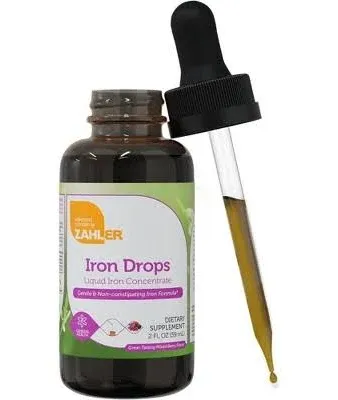 Zahler&#039;s Iron Drops, Liquid Iron Concentrate, Gentle and Non-Constipati<wbr/>ng 2fl