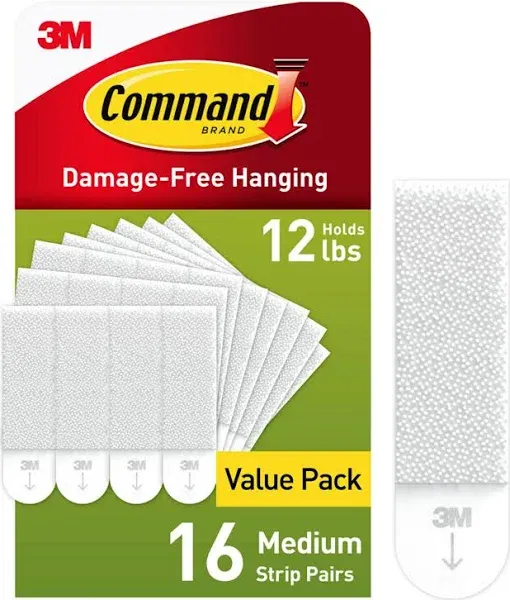 3M 17202 Command Small Picture Hanging Strips, White, 4-Strip