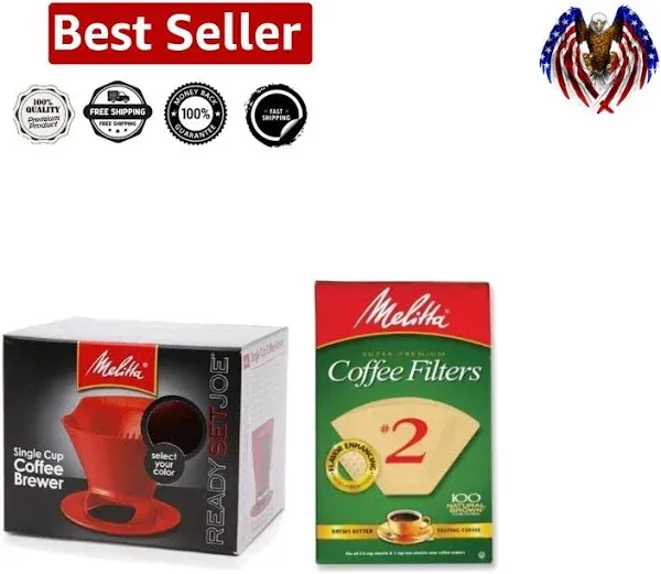 Pour Over Coffee Cone Brewer &amp; Filter - Black, Micro Fine Filter, 1-Cup Brewer