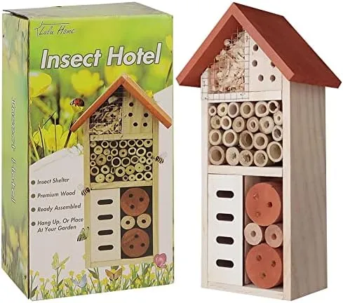  Wooden Insect House, Hanging Insect Hotel for Bee, Butterfly, Ladybirds, 