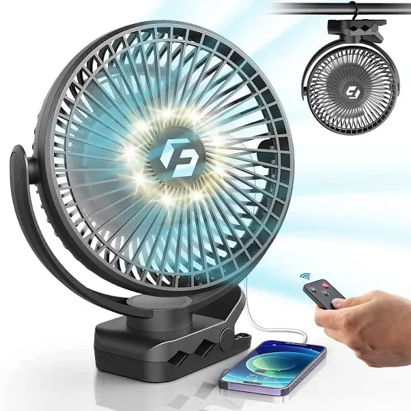 8-inch Clip on Fan - 12000mAh Portable Fan Battery Rechargeable with 3 Speeds and Strong Airflow, USB Fan Small Desk Fan Personal Quiet Fan for Office Stroller Bedroom and Camping.