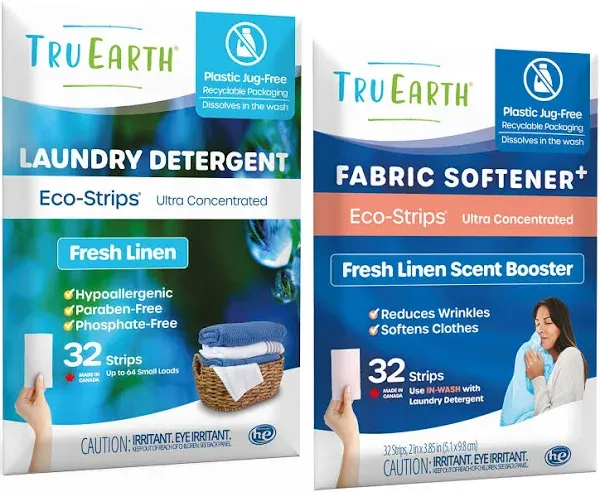 Tru Earth Bundle Laundry Detergent Sheets &amp; Fabric Softener Sheets - Plastic ...