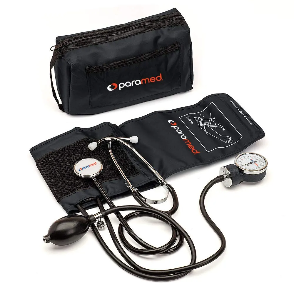 Paramed Aneroid Sphygmomanometer with Stethoscope – Manual Blood Pressure Cuff with Universal Cuff