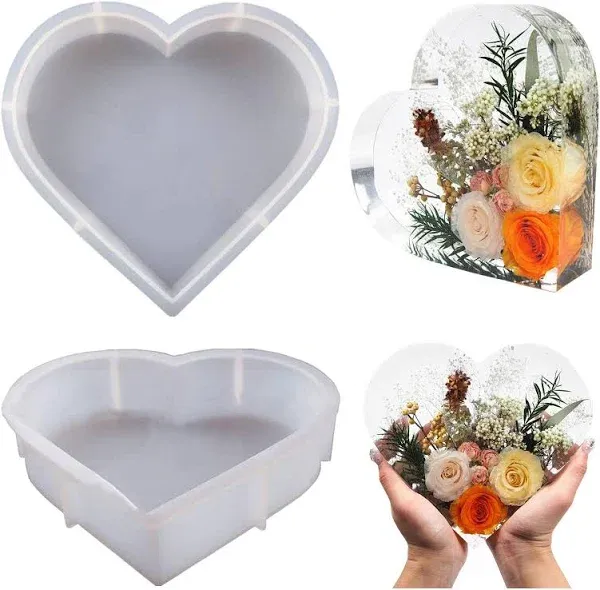 Flexyony Large Heart Hexagon Deep Epoxy Resin Molds