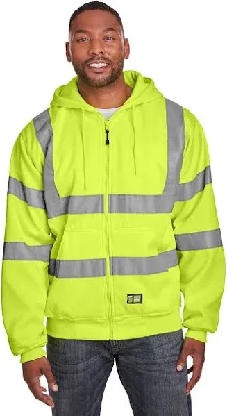 Berne Men's Hi-Vis Class 3 Lined Full-Zip Hooded Sweatshirt