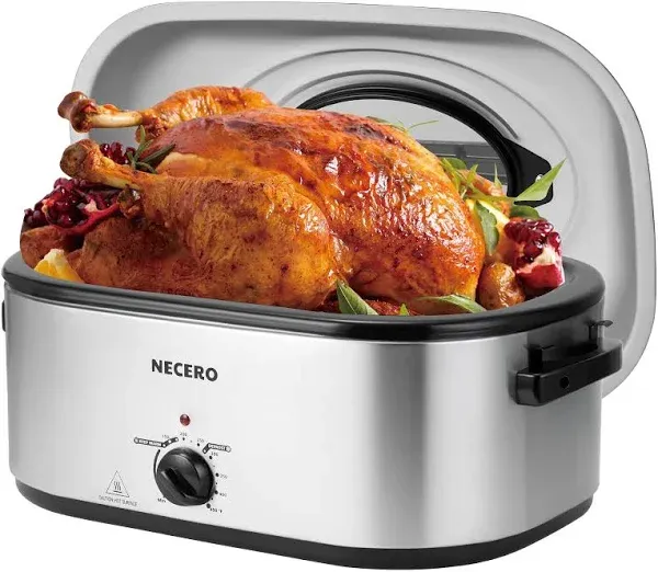 28Qt Electric Roaster Oven with Visible Glass Lid, Electric Turkey Roaster Oven