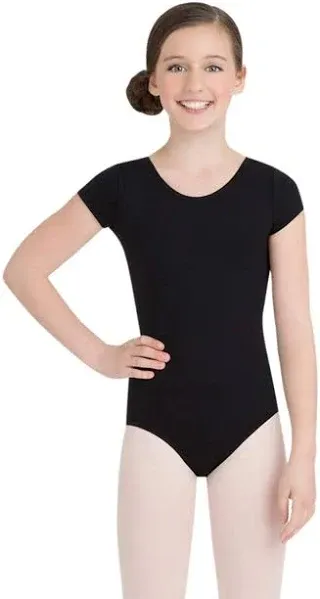 Capezio Big Girls' Classic Short Sleeve Leotard, Black, M (8-10)