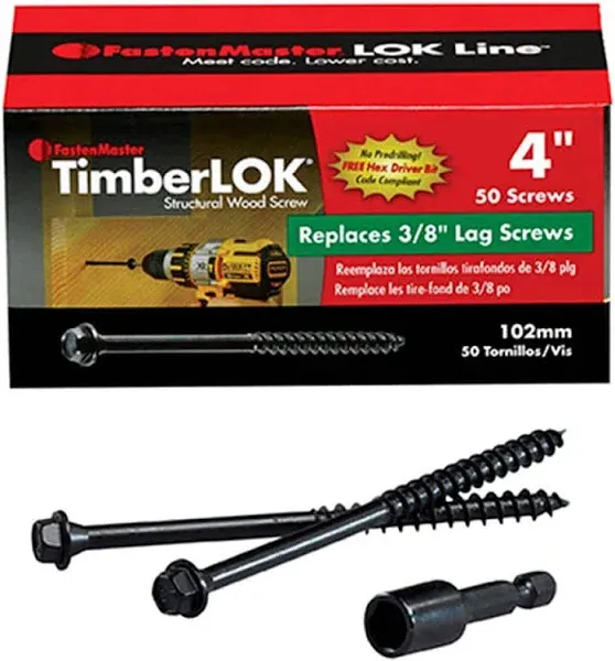 MG Timber Lok, 4&#034; Screws, For Landscaping &amp; Post &amp; Beam Construction, FREE SHIP