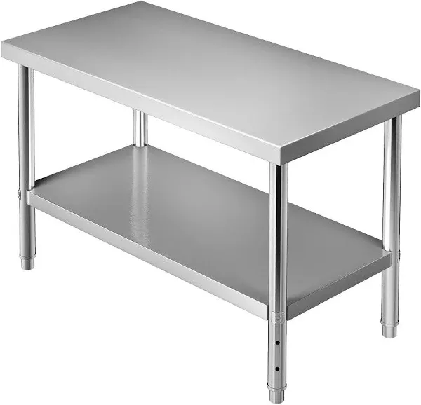 VEVOR Stainless Steel Prep Table 48 x 24 x 34 Inch