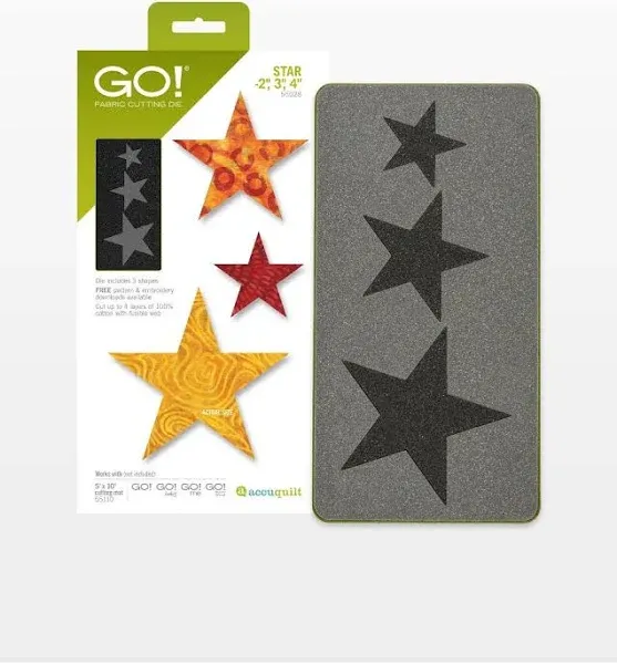 AccuQuilt Go! Fabric Cutting Dies Star 2", 3" and 4"