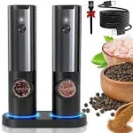 2-Pack Gravity Electric Salt and Pepper Grinder Mill Shaker Adjustable Automatic