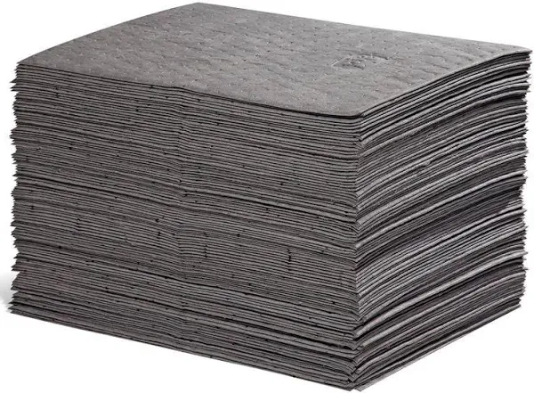 New Pig Premium Absorbent Mat Pads | 100 Oil Absorbent Pads | The Original Pig Mat | 15" x 20" Oil Pads | Each Pad Absorbs 28 oz | Total Absorbency is 22 Gallons | 100-Count | MAT203