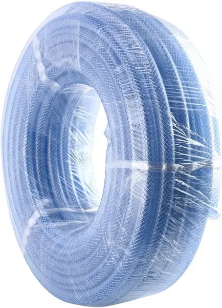 Duda Energy 25 ft x 3/4" ID High Pressure Braided Clear Flexible PVC Tubing Heavy Duty UV Chemical Resistant Vinyl Hose