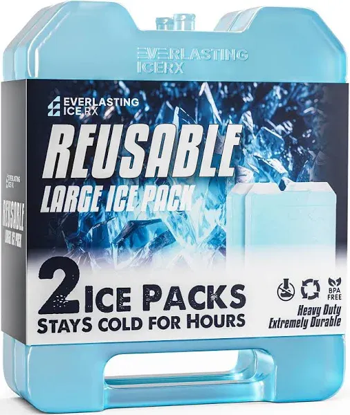 Everlasting Ice RX Jumbo Reusable Ice Packs for Cooler with Handle Long Lasting Coolness